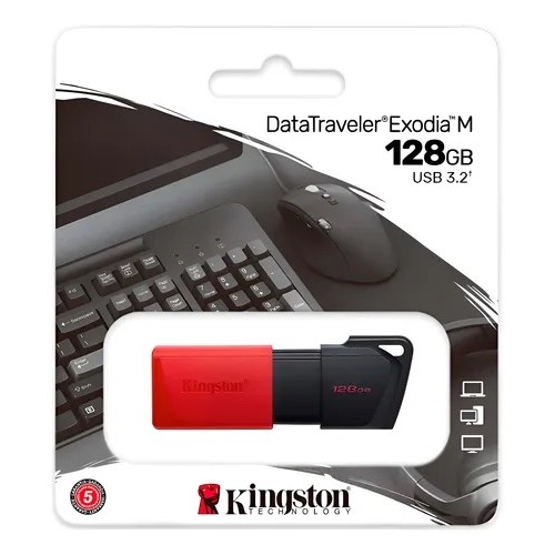 PENDRIVE 128GB KINGSTON EXODIA USB 3.2 DTXM/128GB - NEGRO-ROJO