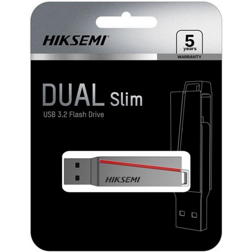 PENDRIVE 128GB HIKSEMI DUAL SLIM E307C USB 3.0 + USB-C