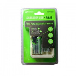 CARGADOR DE PILAS USB + 2 PILAS  AA + 2 PILAS AAA NOGA NG-5300