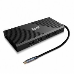 DOCKING RVP+ USB C a HDMI y VGA USB 2.0 y 3.0LAN TYPE-C TF CARD PD JACK 3.5