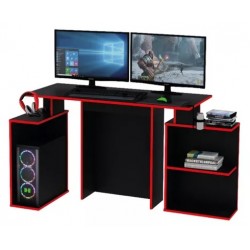 ESCRITORIO GAMER EG3 CENTRO ESTANTE NEGRO Y ROJO