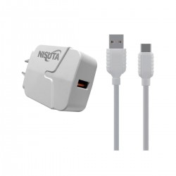 CARGADOR CELULAR 220V RAPIDO 1 PUERTO USB + CABLE USB-C NISUTA NS-FU53UQC
