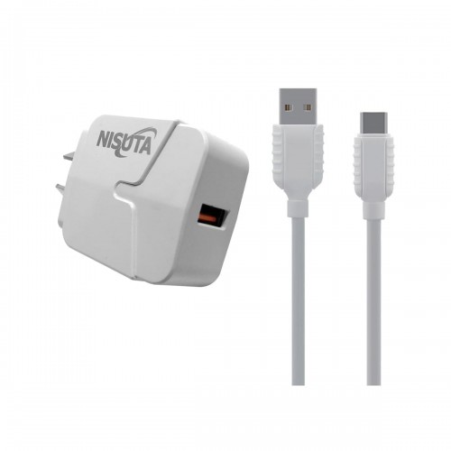 CARGADOR CELULAR 220V RAPIDO 1 PUERTO USB + CABLE USB-C NISUTA NS-FU53UQC CARGADOR CELULAR 220V RAPIDO 1 PUERTO USB + CABLE USB-C NISUTA NS-FU53UQC